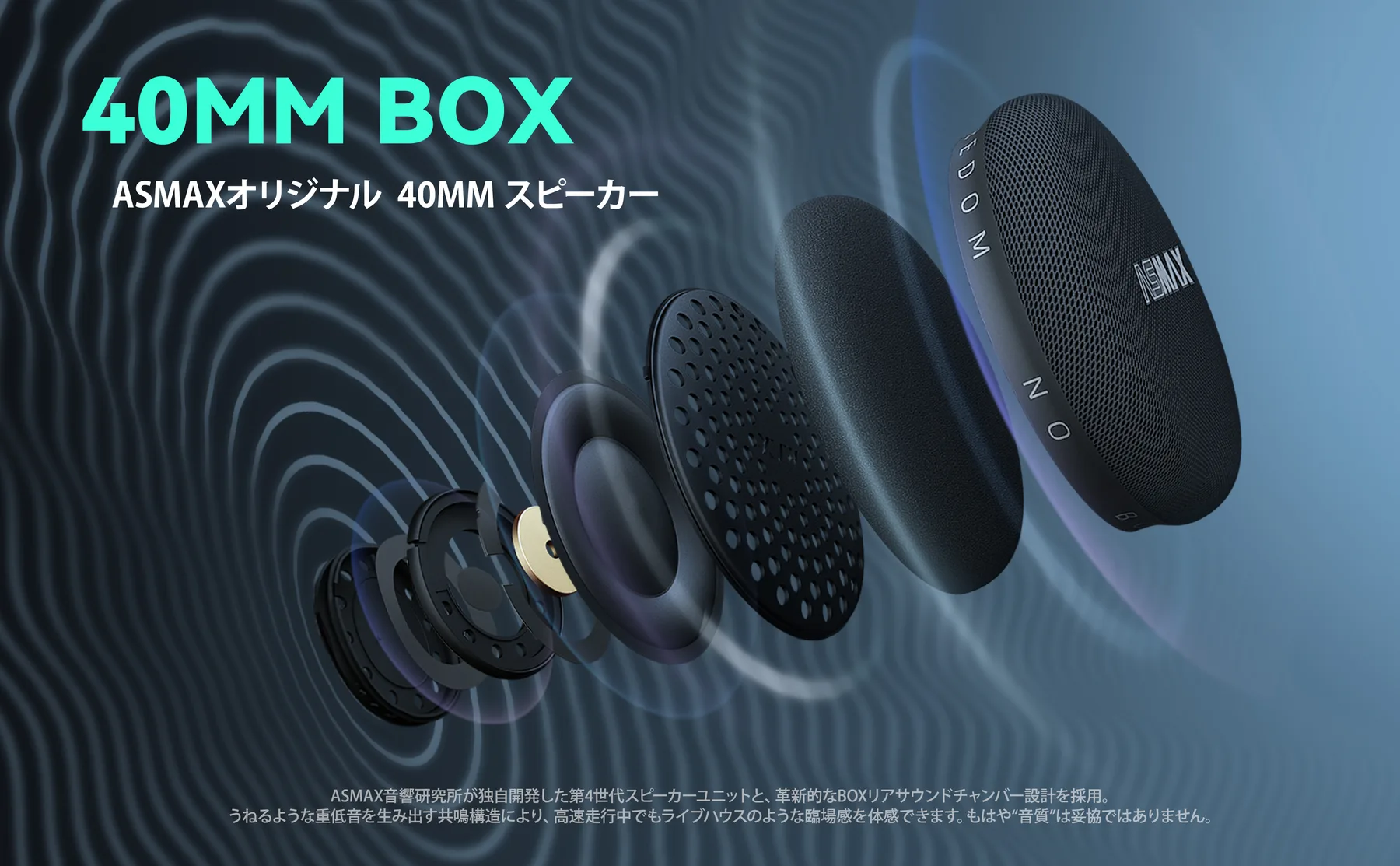 ASMAXオリジナル40mm BOXスピーカー