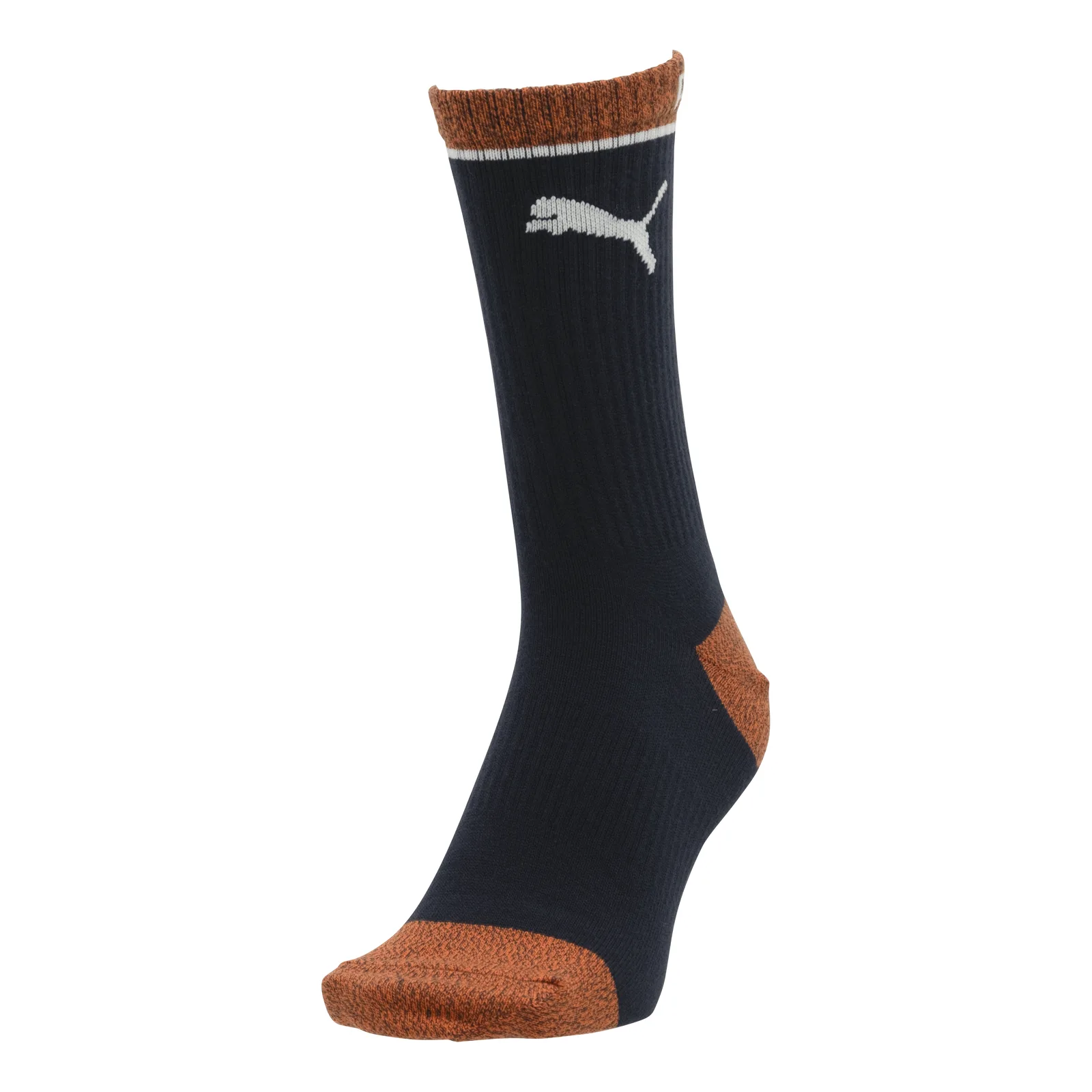 ネイビーとオレンジのクルー丈PUMA WORK SOCKS
